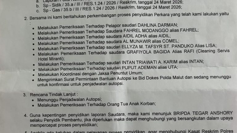 Keluarga Minta Kapolres dan Kapolda Beri Atensi