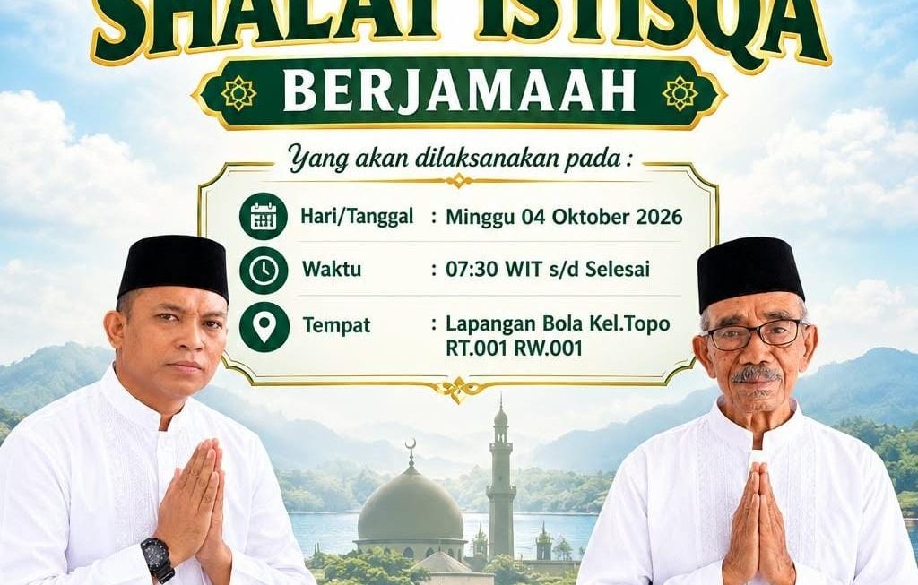 ‎Pemerintah Kelurahan Topo Akan Gelar Shalat Istisqa, Ikhtiar Bersama Memohon Turunnya Hujan