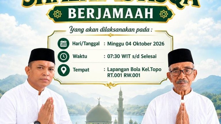 ‎Pemerintah Kelurahan Topo Akan Gelar Shalat Istisqa, Ikhtiar Bersama Memohon Turunnya Hujan
